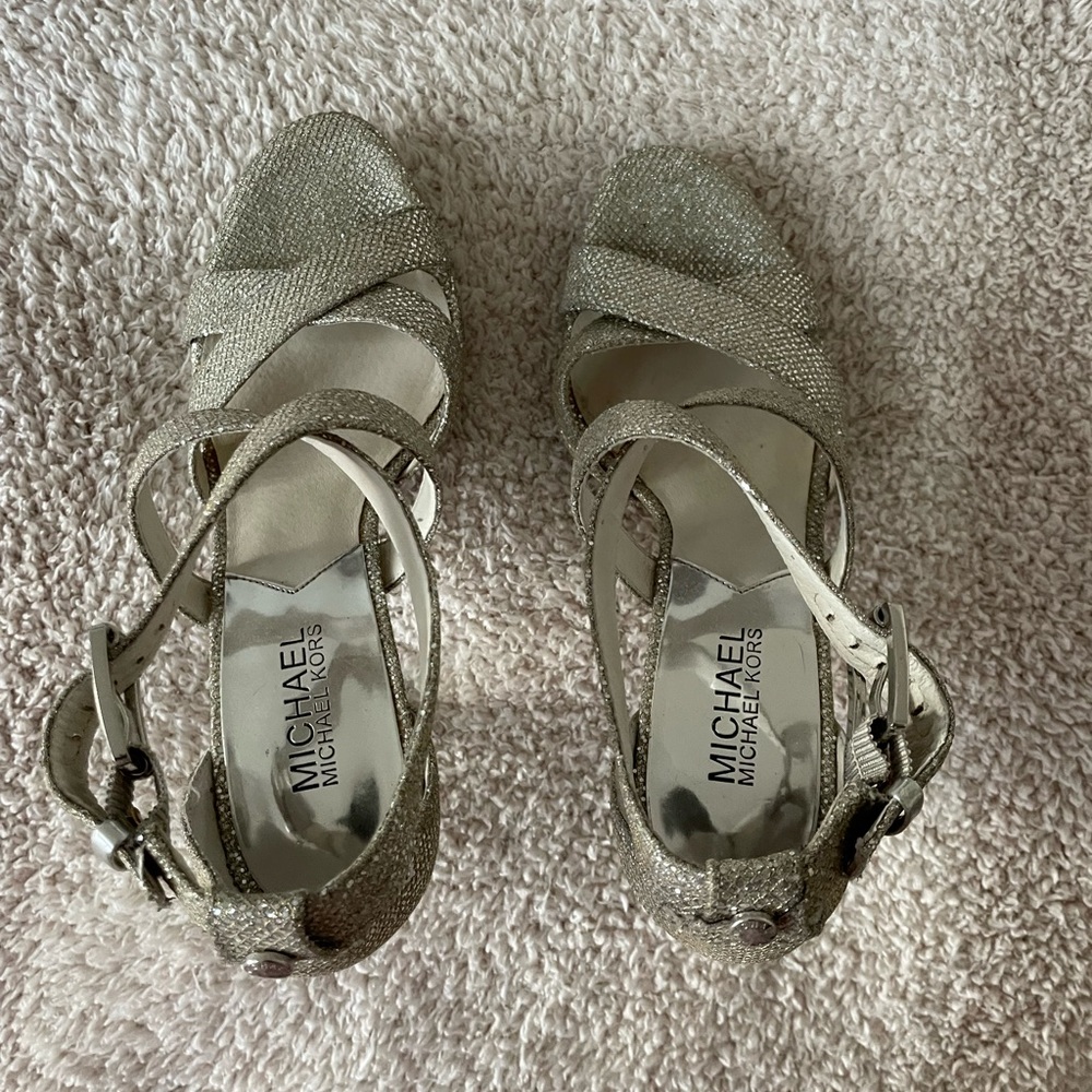 Micheal Kors silver strappy heels